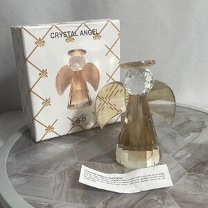 Simon Designs Crystal Angel Figurine SD Gold Tone Faceted 6”